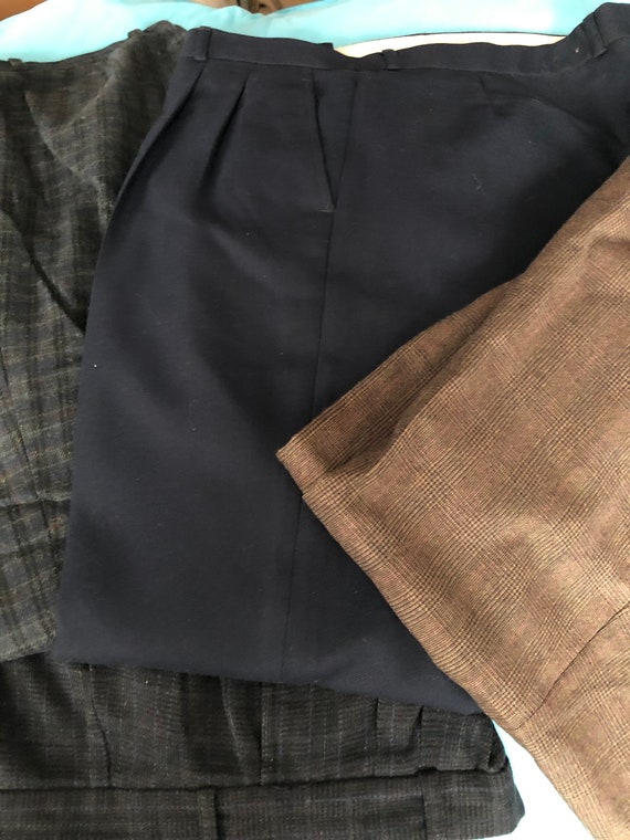 Check Pattern Two-pleat Slacks Wide Pants Men's W34 equivalent unclear gray type Vintage Second Hand