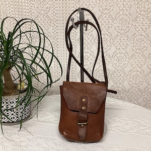 TM1985 Bolso minimalista hecho en Estados Unidos, bolso bandolera de cuero Vintage rústico