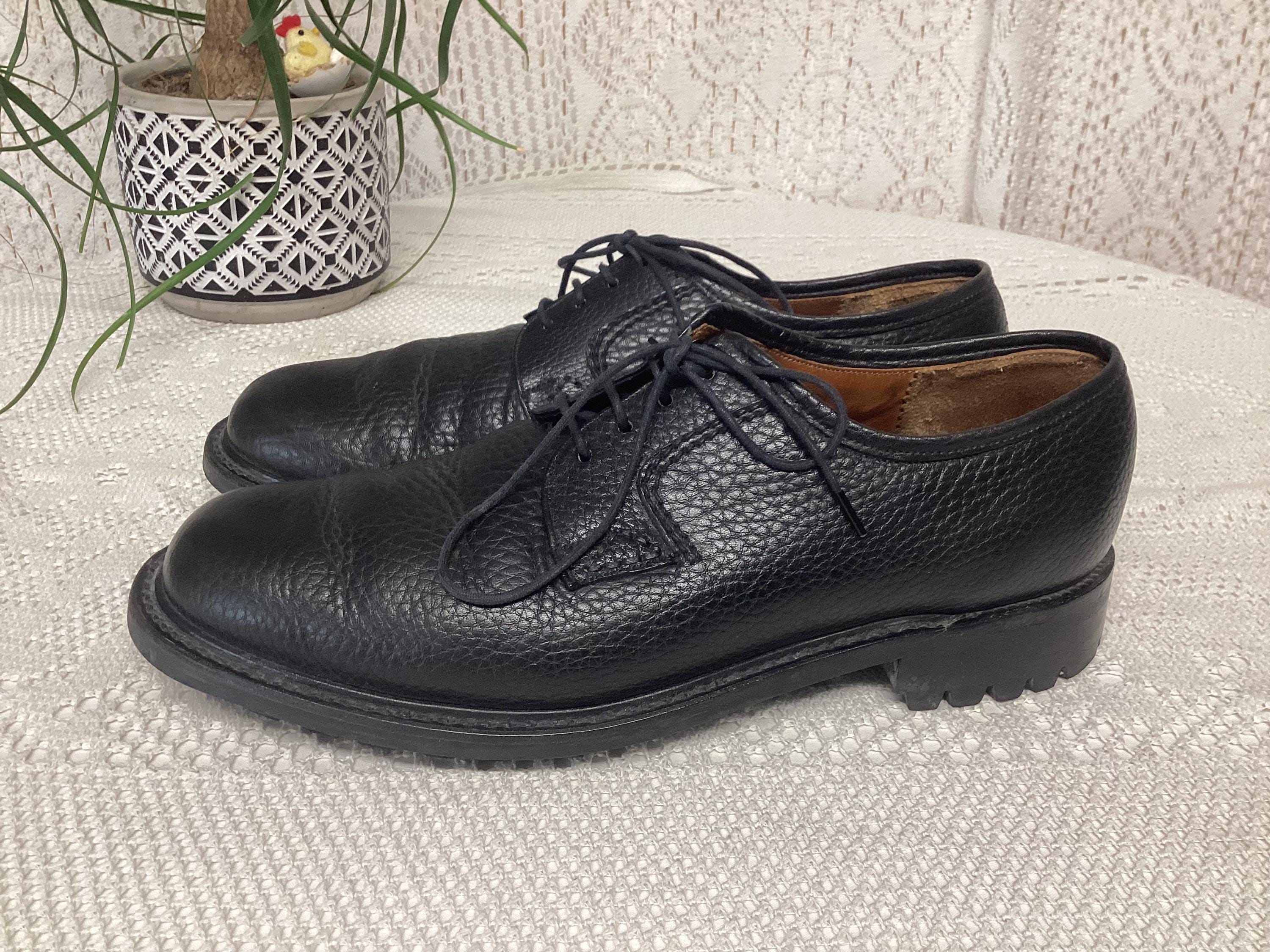 Vintage Grenson Footmaster Black Pebble Grain Leather Sole Loafers ENGLAND 7 40 Susanna | Womens Moccasin Loafers in Black Hi Shine Leather  main image 3