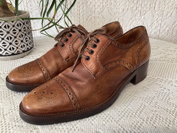 Classic Vintage Brown Leather Oxfords Rare Mercedes-benz Vintage Brown Leather Oxford Dress Shoes  main image 3