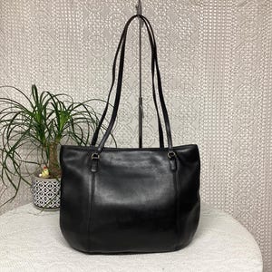 バッグ COACH VINTAGE BLACK LEATHER TOTE BAG Coach Women's Vintage Leather Handbag Double Handle Coach 9998