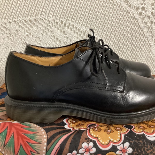 Dr Martens Cuir Noir Size 3 Made in England Chaussures Vintage Cuir