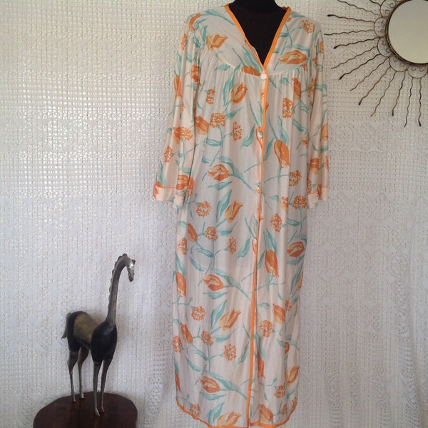 Robe de Chambre Fleurie Vintage Taille 42/44 Robe Transparente