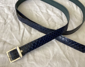 Genuine Vintage MAURI Alligator and Ostrich Navy Blue Grey Belt 30 Mauri mens ostrich - Gem main image 2
