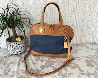 Dooney & Bourke Sac à Main Femme en Toile et Cuir Vintage Made in USA