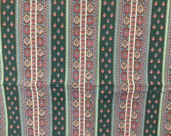 Mantel rectangular de algodón, estilo provenzal vintage, estampado floral en zigzag.