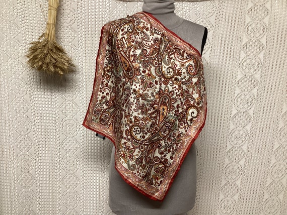 Fraas Foulard en Soie Vintage Imprimé Cachemire Multicolore