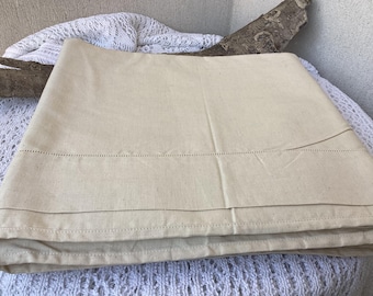 Etoile Métis Linen Blue Flower Large Antique Flat Sheet Openwork French Antique Linen Sheet Home Linen Aire du Temps