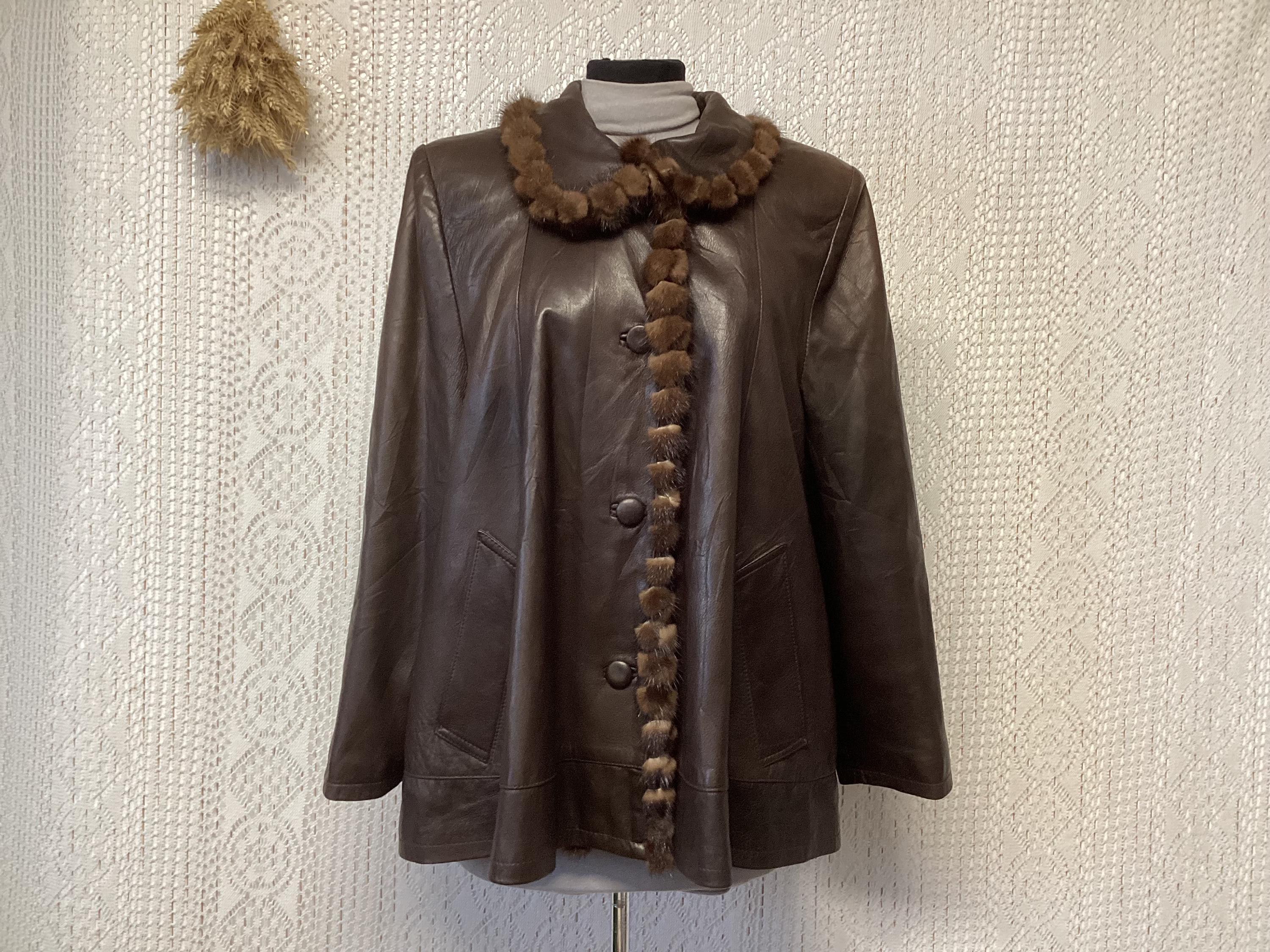 Bruno Magli Coat Vintage Leather Jacket Size 46 Made in Italy Trapeze Jacket