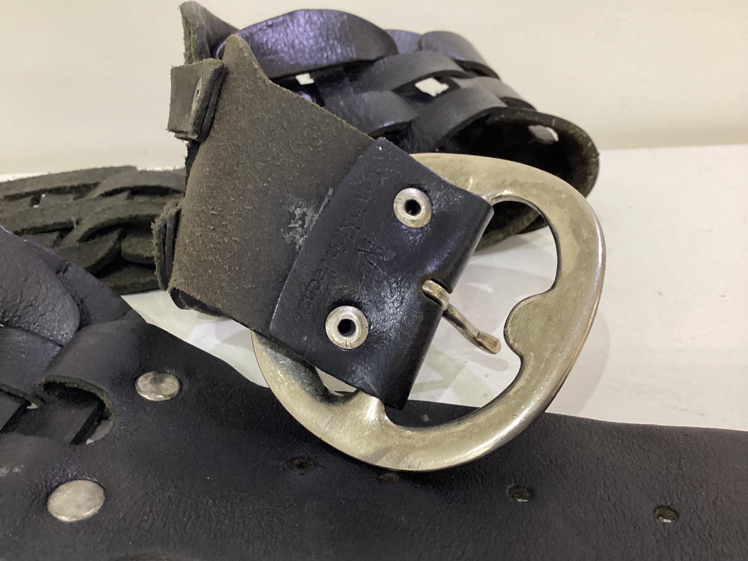 Calvin Klein Jeans Wide Vintage Leather Belt Braided Belt  display picture 3