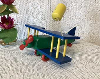 Vintage-Doppeldecker-Deckenleuchte aus Holz, antike mehrfarbige Pendelleuchte, Kinderzimmerdekoration