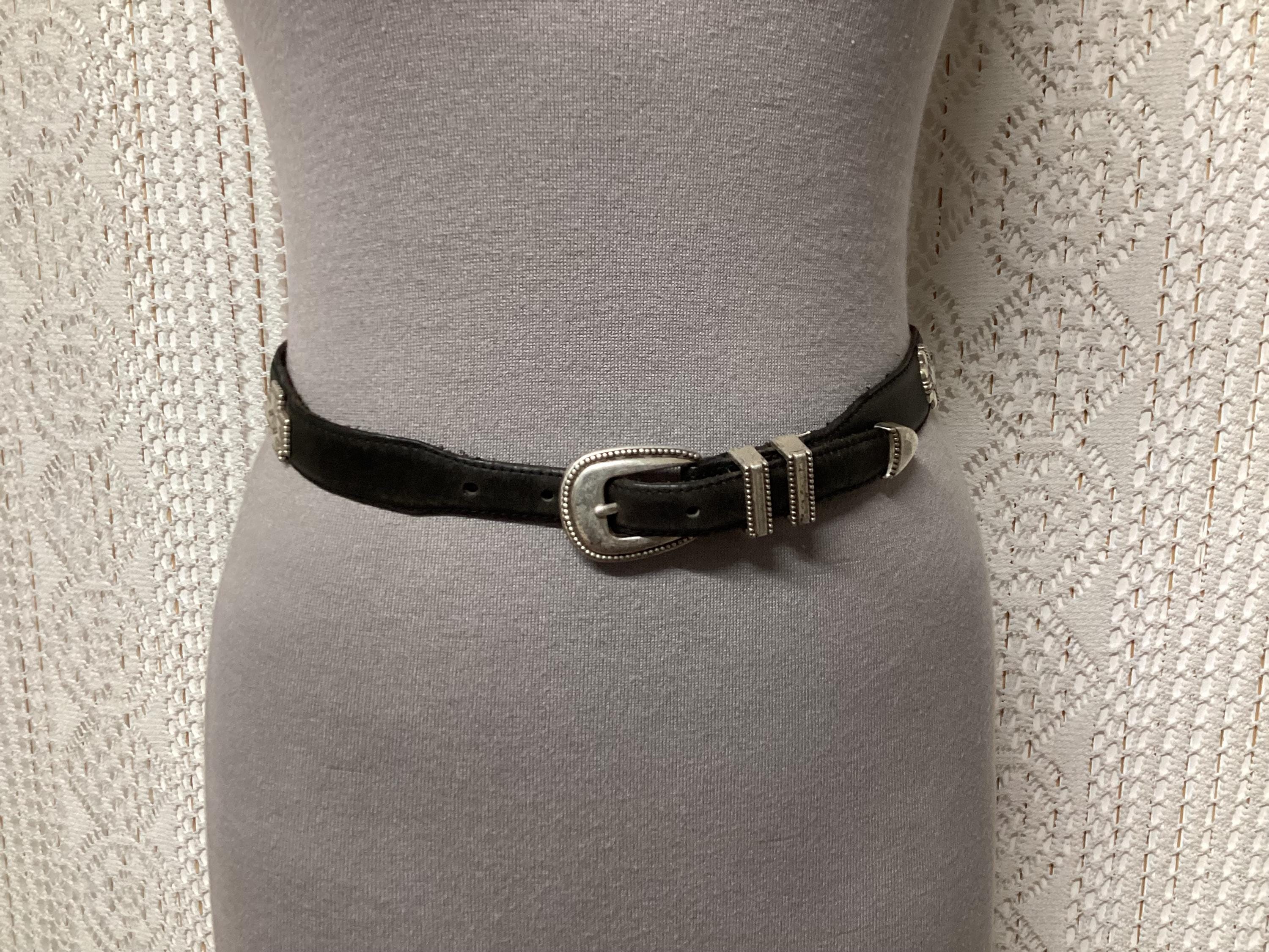 Vintage Leather Belt with Metal Cross Rive Size Rustic Biker Belt Handmade Black Leather Studded Belt Iron Cross Design Mens  main image 4