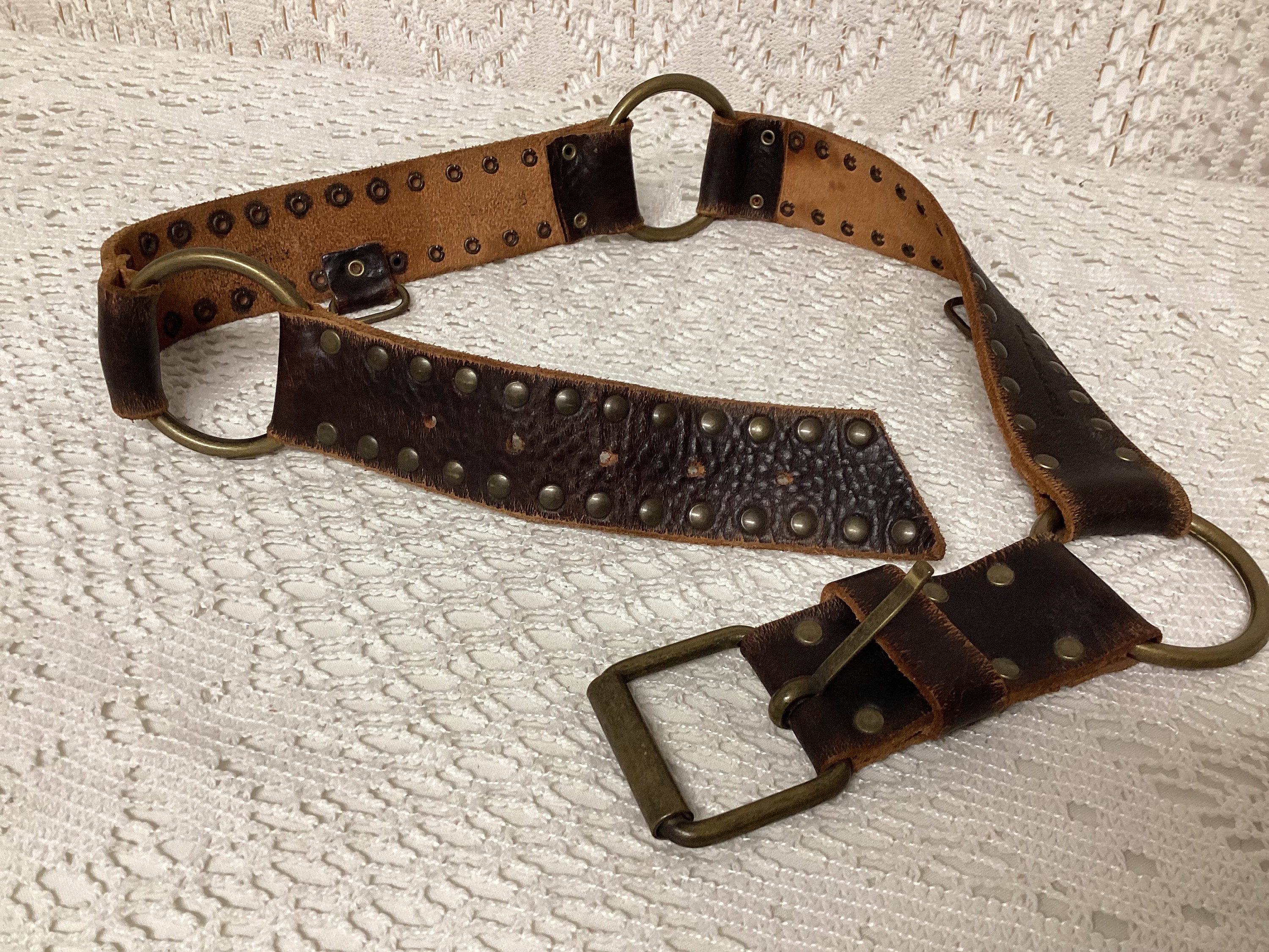 【MARGARIN FINGERS】24fw RIVET LEATHER BELT Square Rivet Studded Faux Leather Belt | eBay