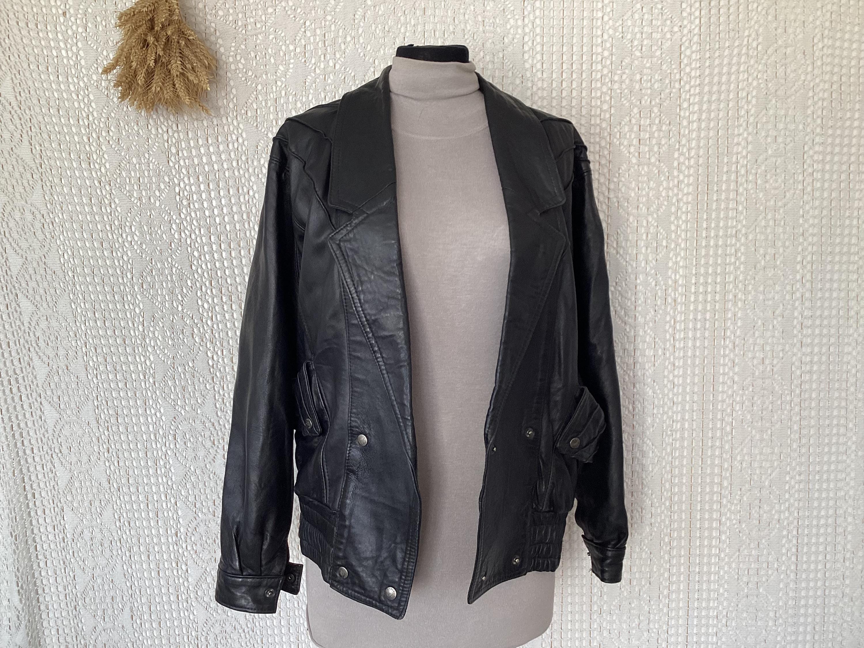Jordan'g Paris Vintage Rustic Leather Double-breasted Jacket, Size