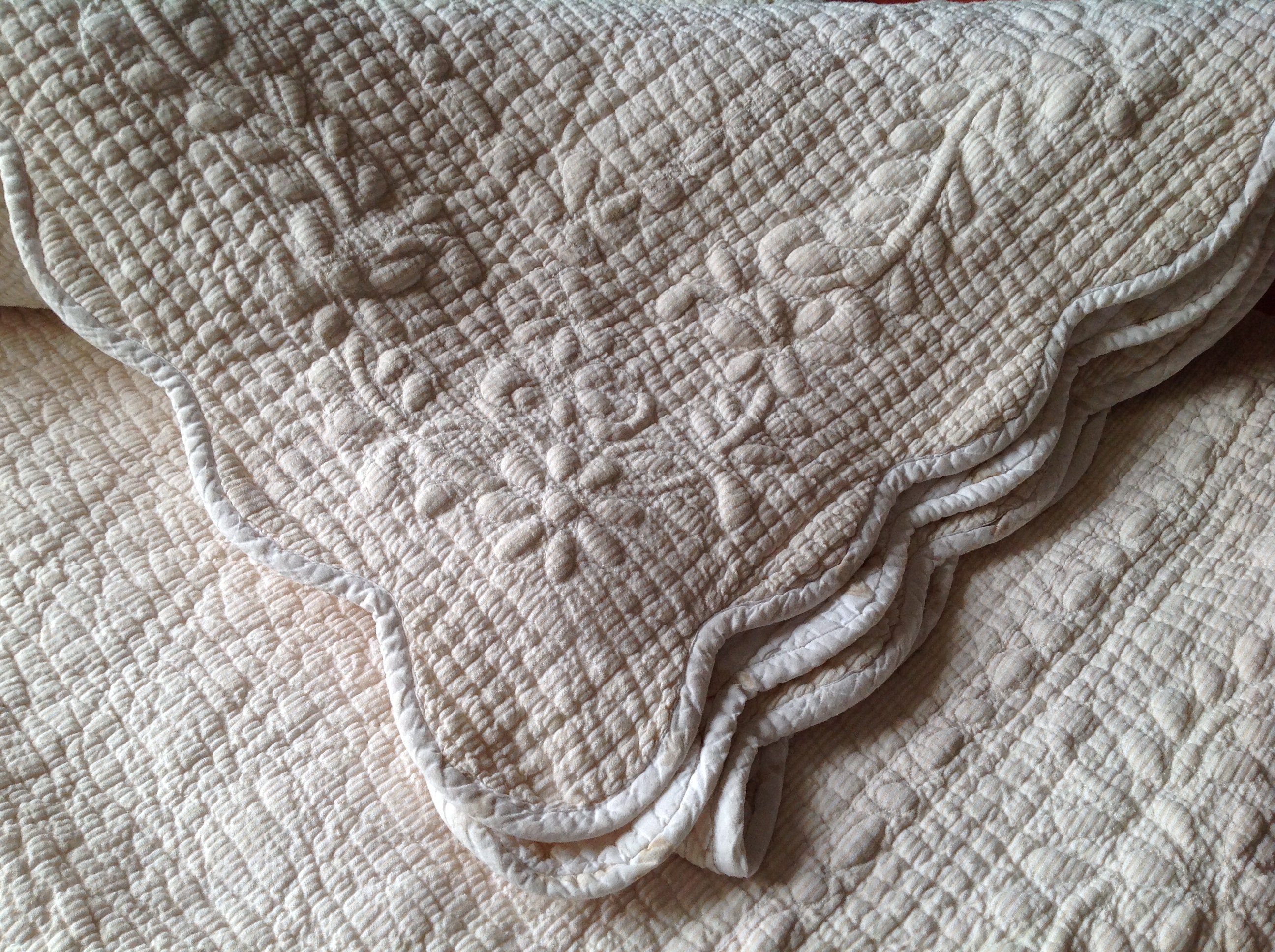 Couvre Lit Jeté de Canapé Dessus Vintage Boutis Couverture Frise Florale Toile Gaufrée