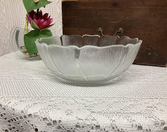 Saladier Assiette de Service Vintage en Verre Modèle Fleur