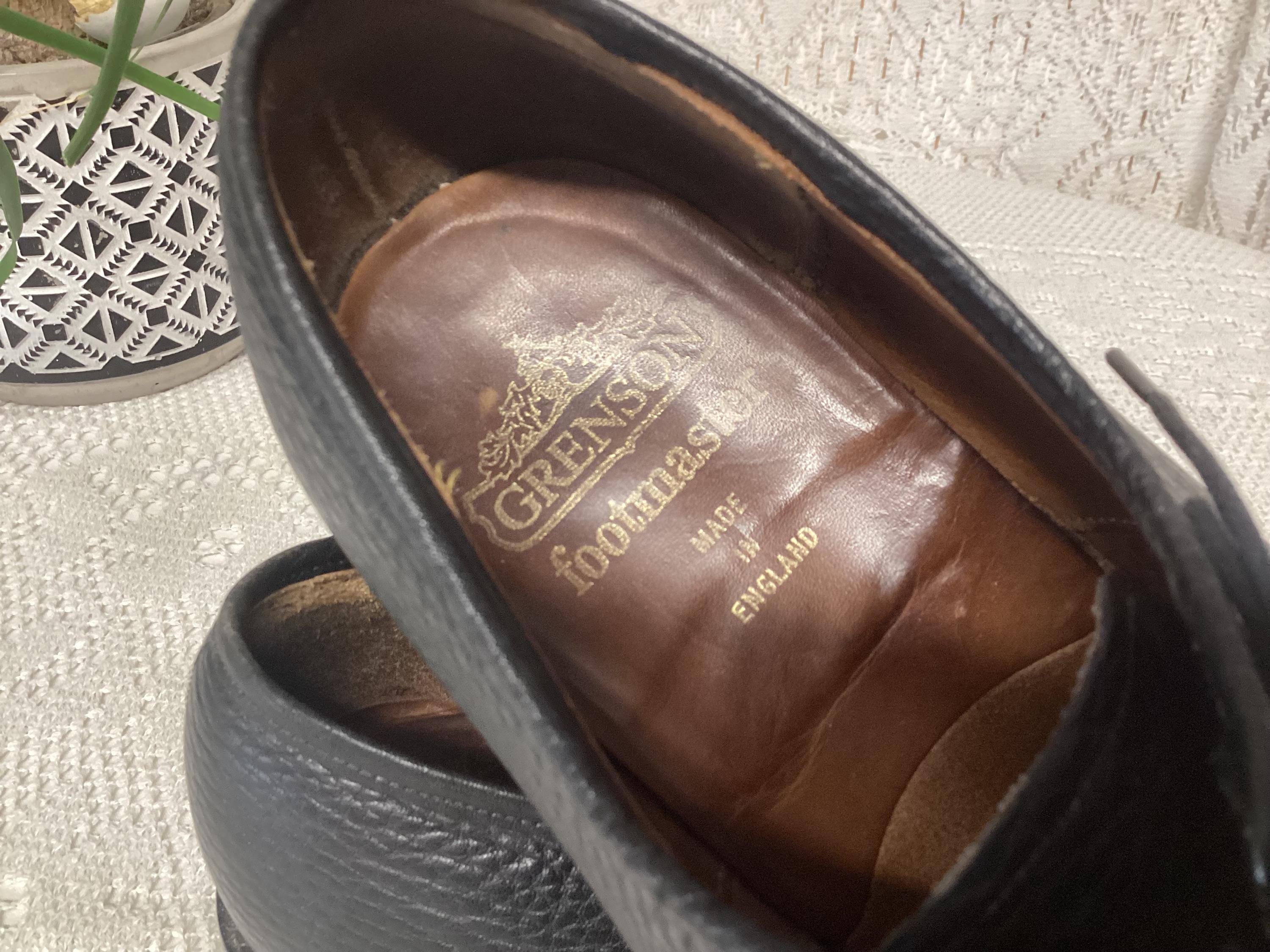 Grenson Footmaster Black Grained Leather Shoes Size 8 E  display picture 1