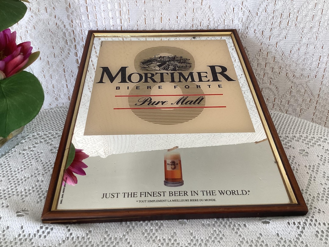 Screen-printed Mirror, Vintage Advertising Sign, Mortimer Pure Malted ...