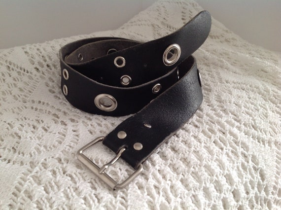 Grommet Belt - Black Antique Brass – Kim White Bags/Belts