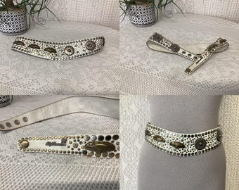 Lily Farouche Bronze Leather Studded Western Belt Star Winged Buckle 26-32 Waist Giorgio leone lily farouche - Gem main image 3
