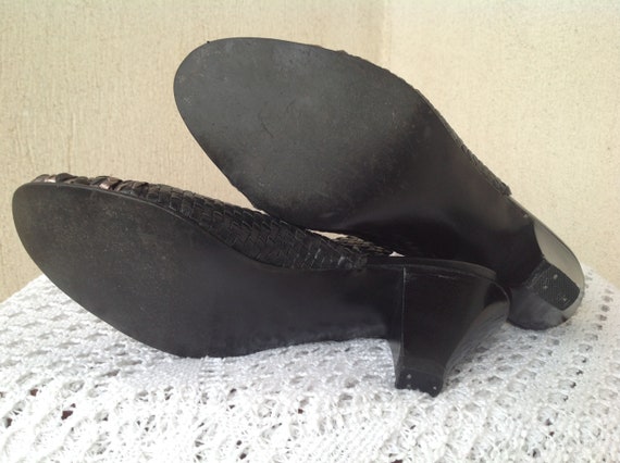 Vintage Leather Braided Heel Sandals Size 4.5 (36… - image 9