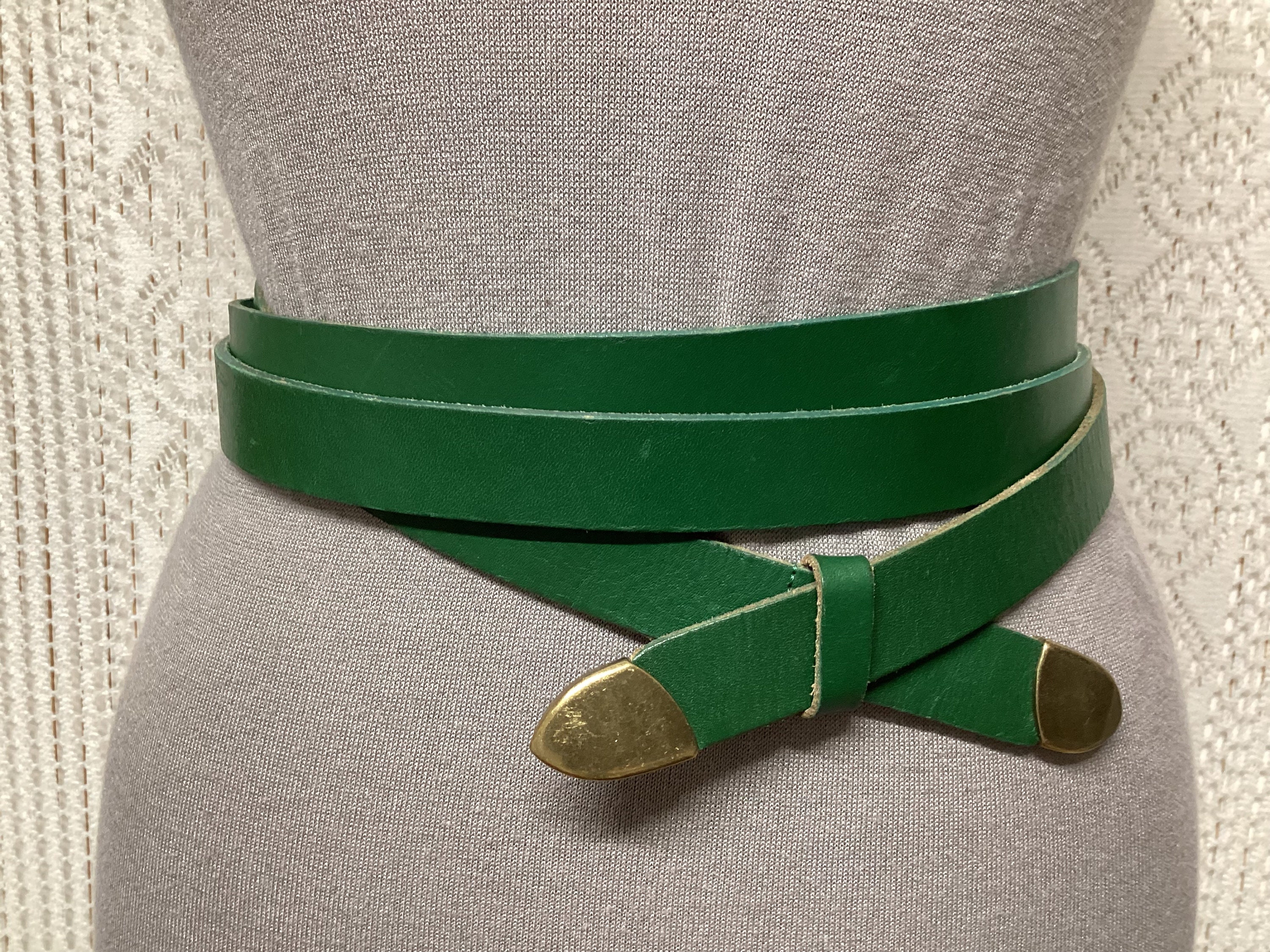 Kenzo Paris Long Vintage Green Leather Belt Made in France  display picture 1