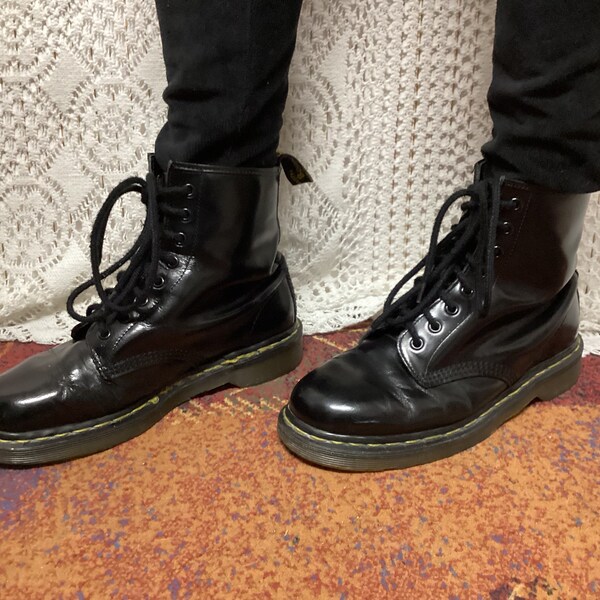 Dr Martens Bottines en Cuir Noir Size 6,5 (40) Chaussures Vintage Made in England