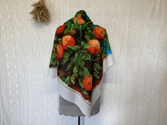 Foulard en Soie Vintage Foulard Femme Imprimé Agrumes Cadeau de Luxe