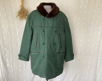Vintage 50s 1950s French Leather Barnstormer Canadienne Coat