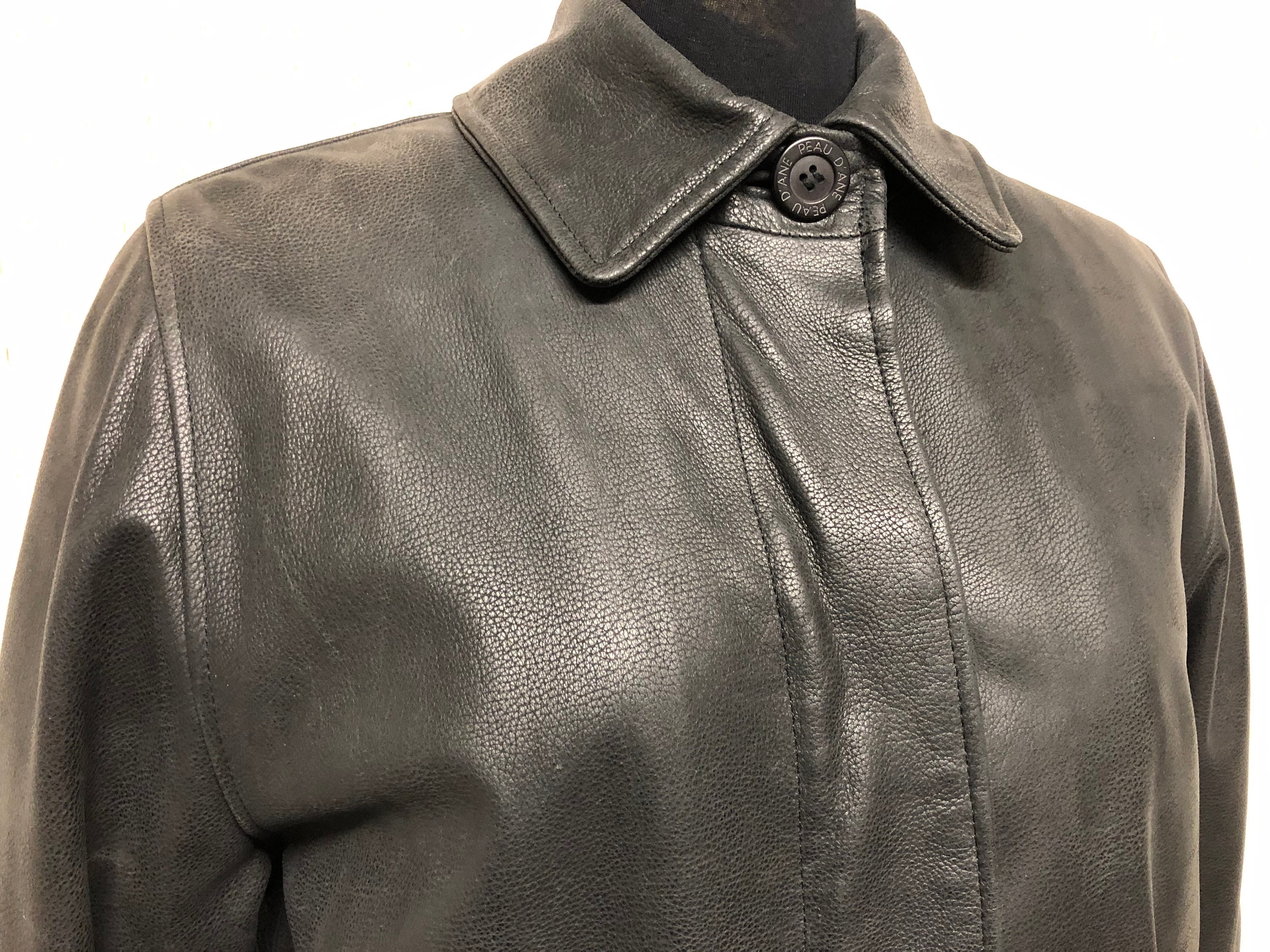 ☆70's ビンテージ/French Double Leather Jacket グレイ系 ジャケット 