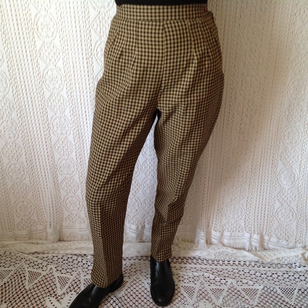 Pantalon à Rayures en Toile Femme Vintage Taille 1 Pantalon Taille Haute Fabriqué en France