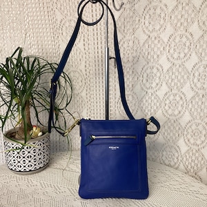 Bolso bandolera Coach Satchel de piel azul Bolso minimalista Coach