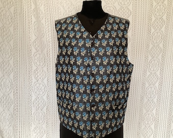 Hugo Boss Men's Vest Vintage Embroidered Flowers Silk Vest