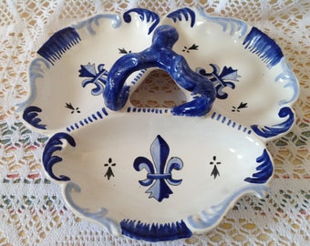 Mendicant Servant Serving Dish HB Quimper Antique French Vintage France