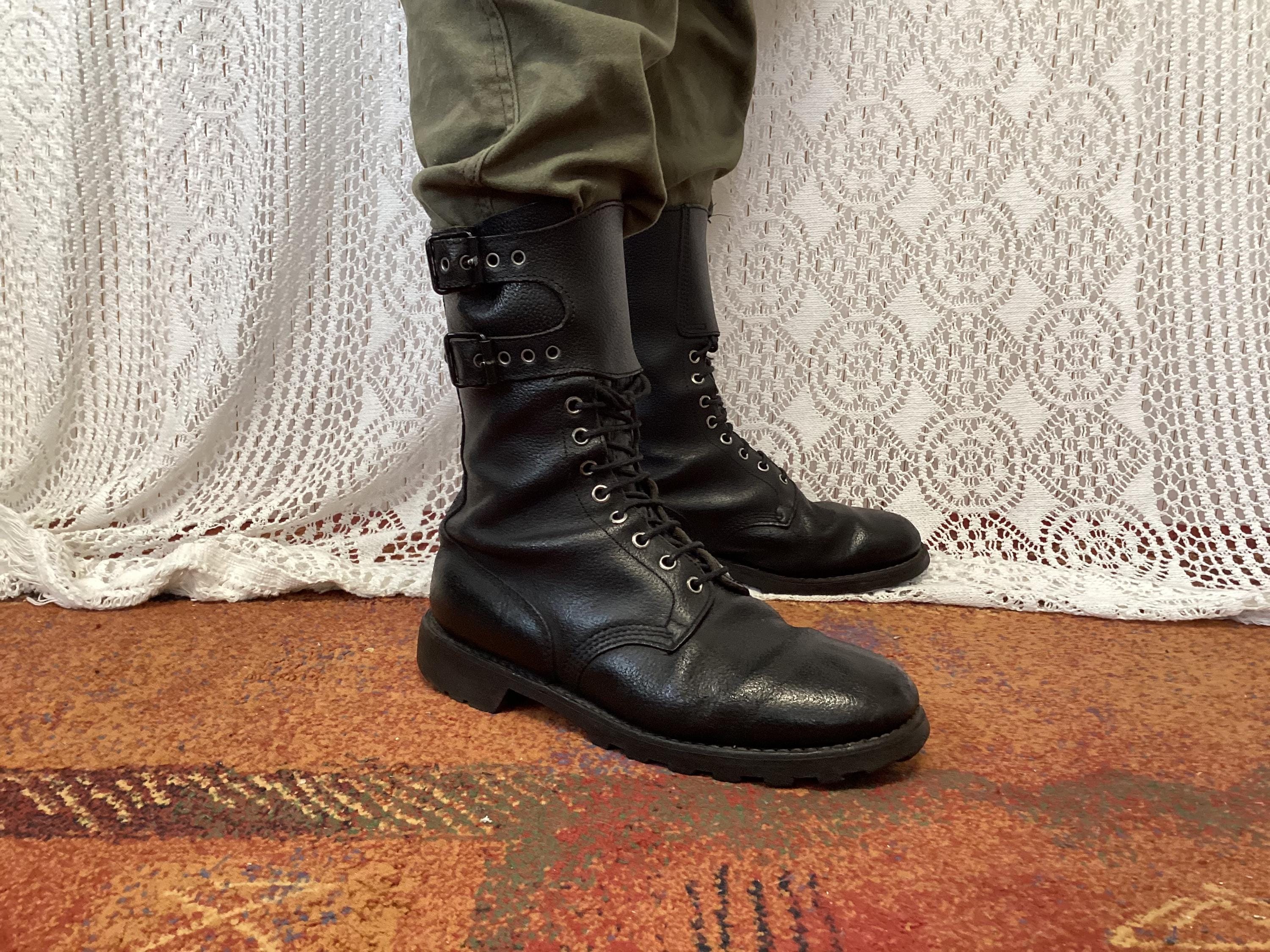 Vintage Leather Military Boots Size 43 Brodequins French Rangers