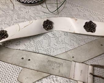 Antoniazzi Firenze Vintage Leather and Metal Rose Belt Size 