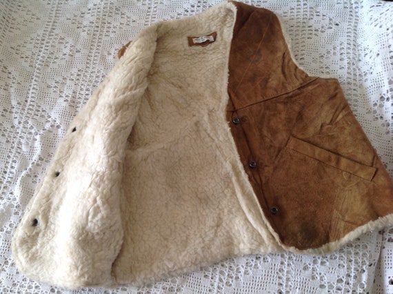 Child Vest In Vintage Leather Jacket Cowboy Vest … - image 6