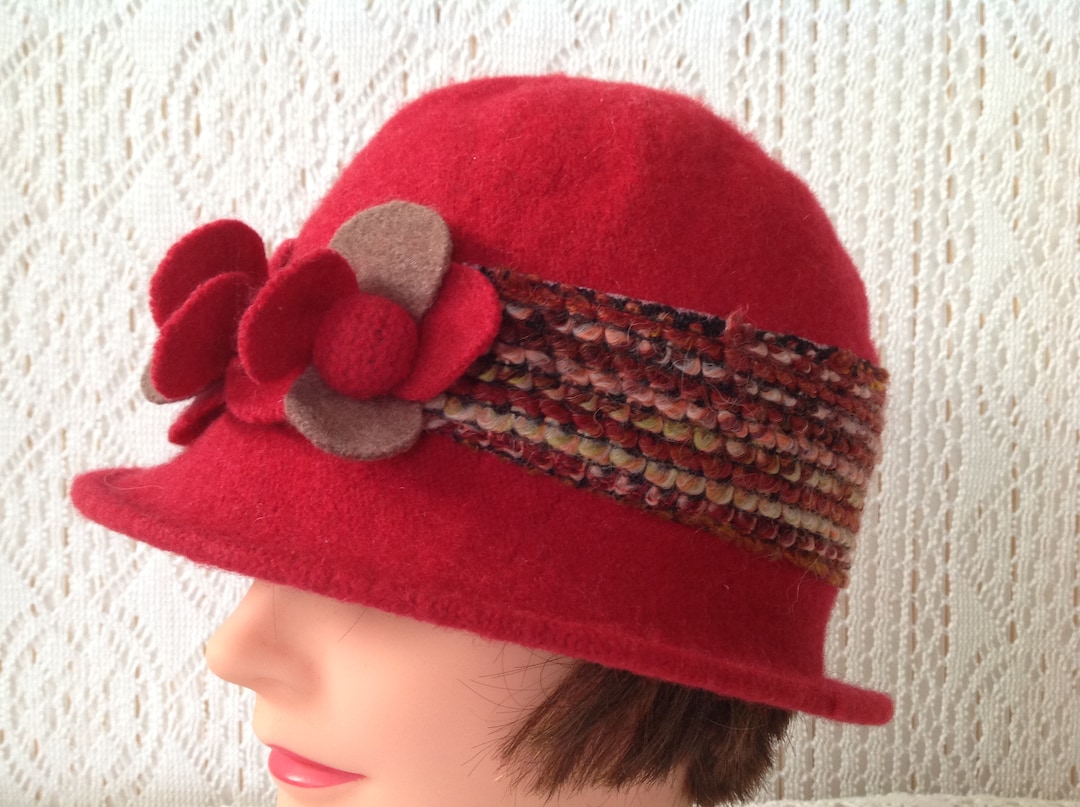 Vintage Wool Bucket Hat Red Size S - Etsy display picture 3