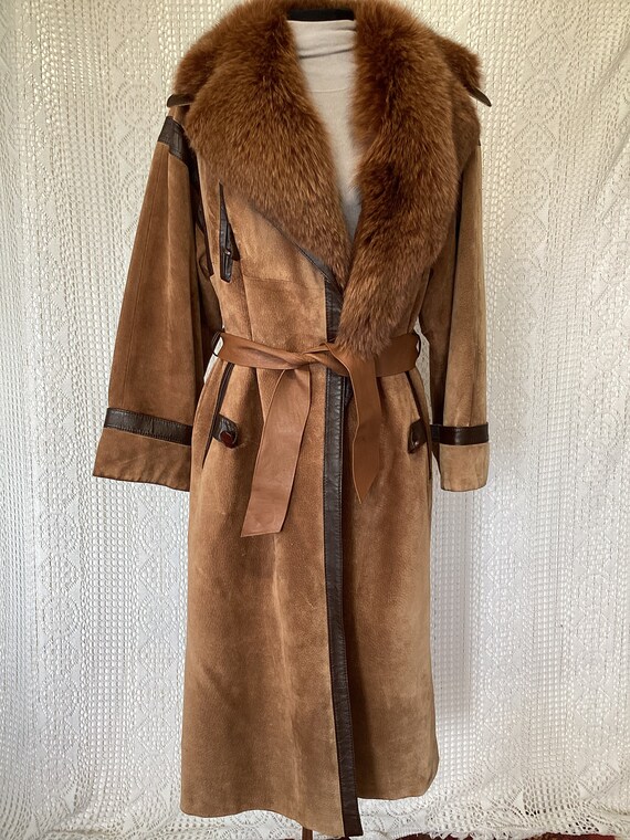 Ted Lapidus Vintage abrigo cuero y piel tamano 38 a 48 antiguo frances alta costura lana cuero gabardina hecha en Francia Etsy Mexico