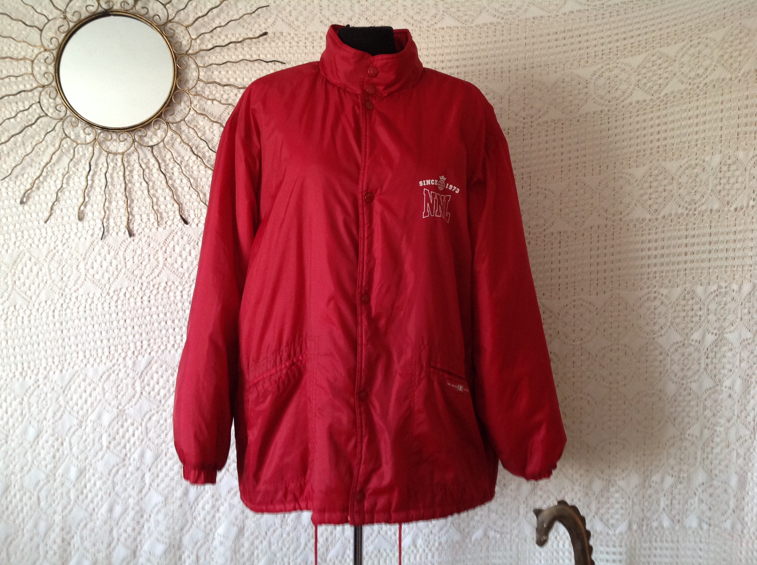 Naf Naf League Veste Coupe Vent à Capuche Vintage Taille L