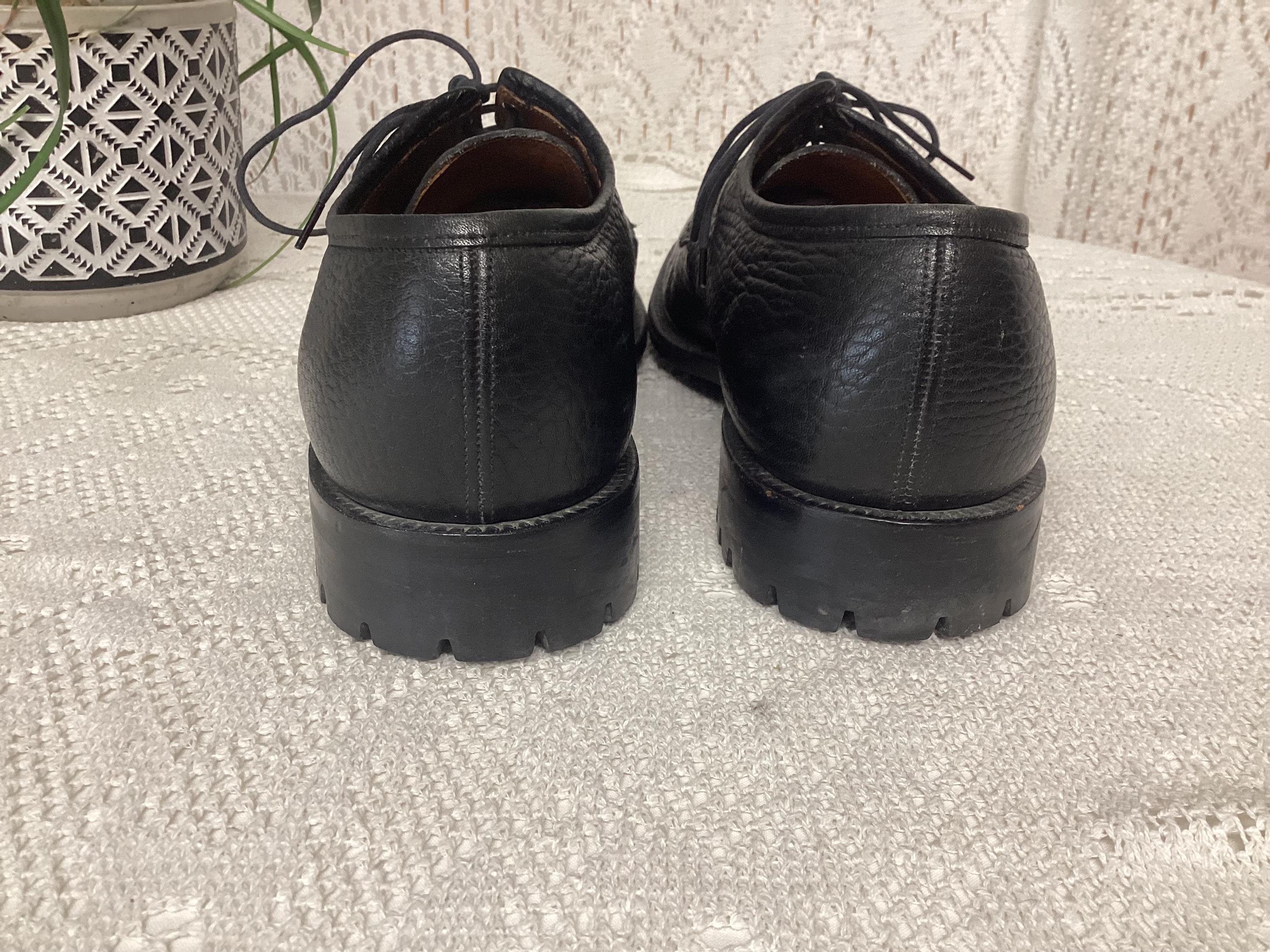 Vintage Grenson Footmaster Black Pebble Grain Leather Sole Loafers ENGLAND 7 40 Susanna | Womens Moccasin Loafers in Black Hi Shine Leather  main image 2