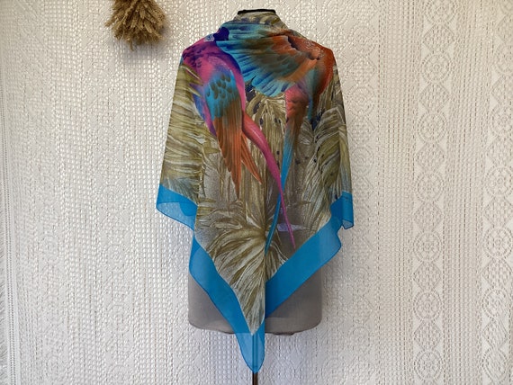 Spodafine Italy Foulard en Soie Vintage Perroquets Multicolore