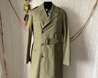 Vintage UTAH PARIS 1978 Military Overcoat Coat Size 88C Army Uniform Khaki Military Trench Coat