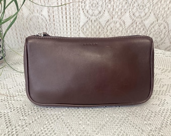 Coach Brown Leather Zipper Pouch Coach Vintage Leather Satchel Bag Coach Vintage Minimalist Bag
