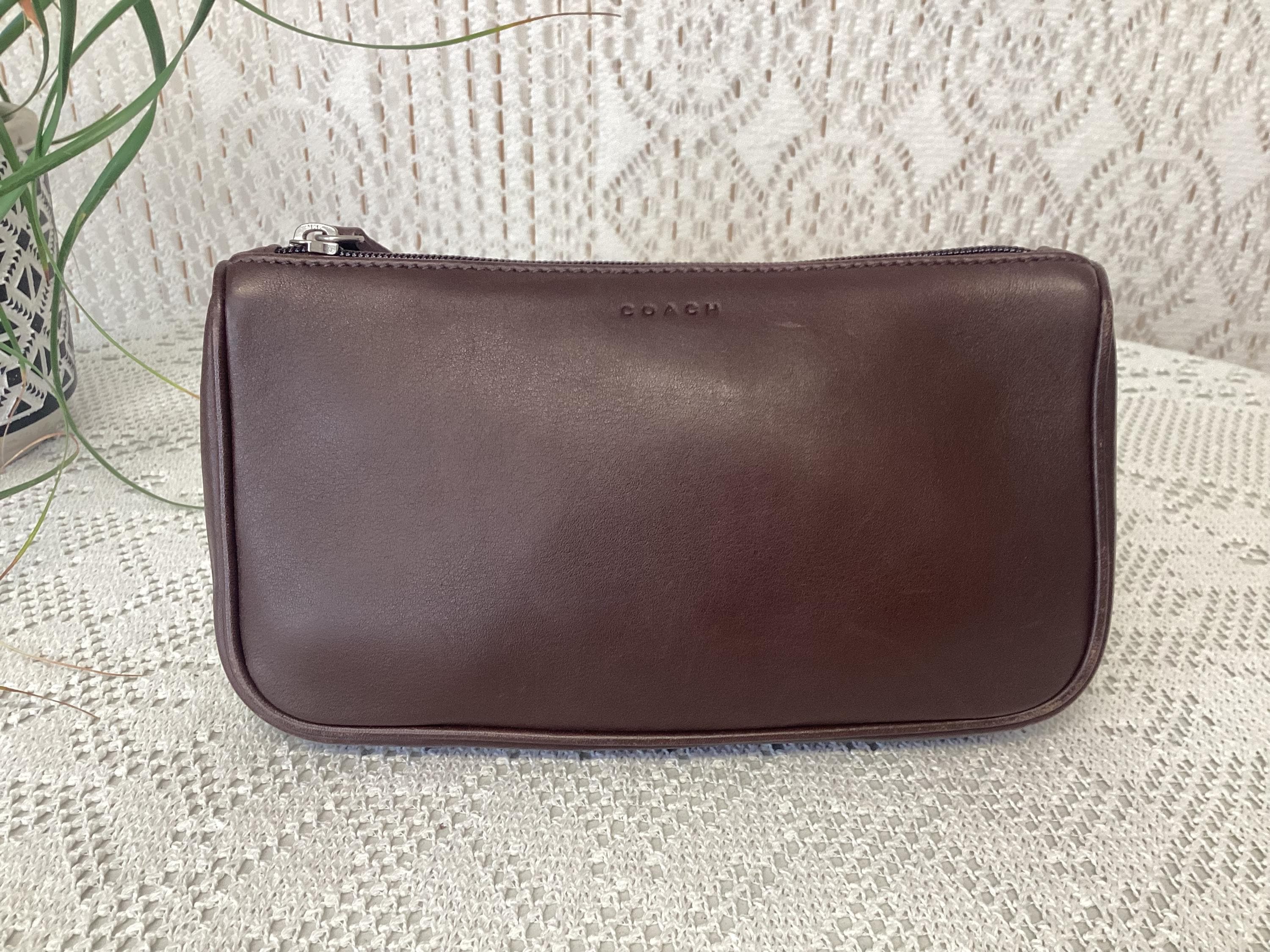 Coach Brown Leather Zipper Pouch Coach Vintage Leather Satchel Bag