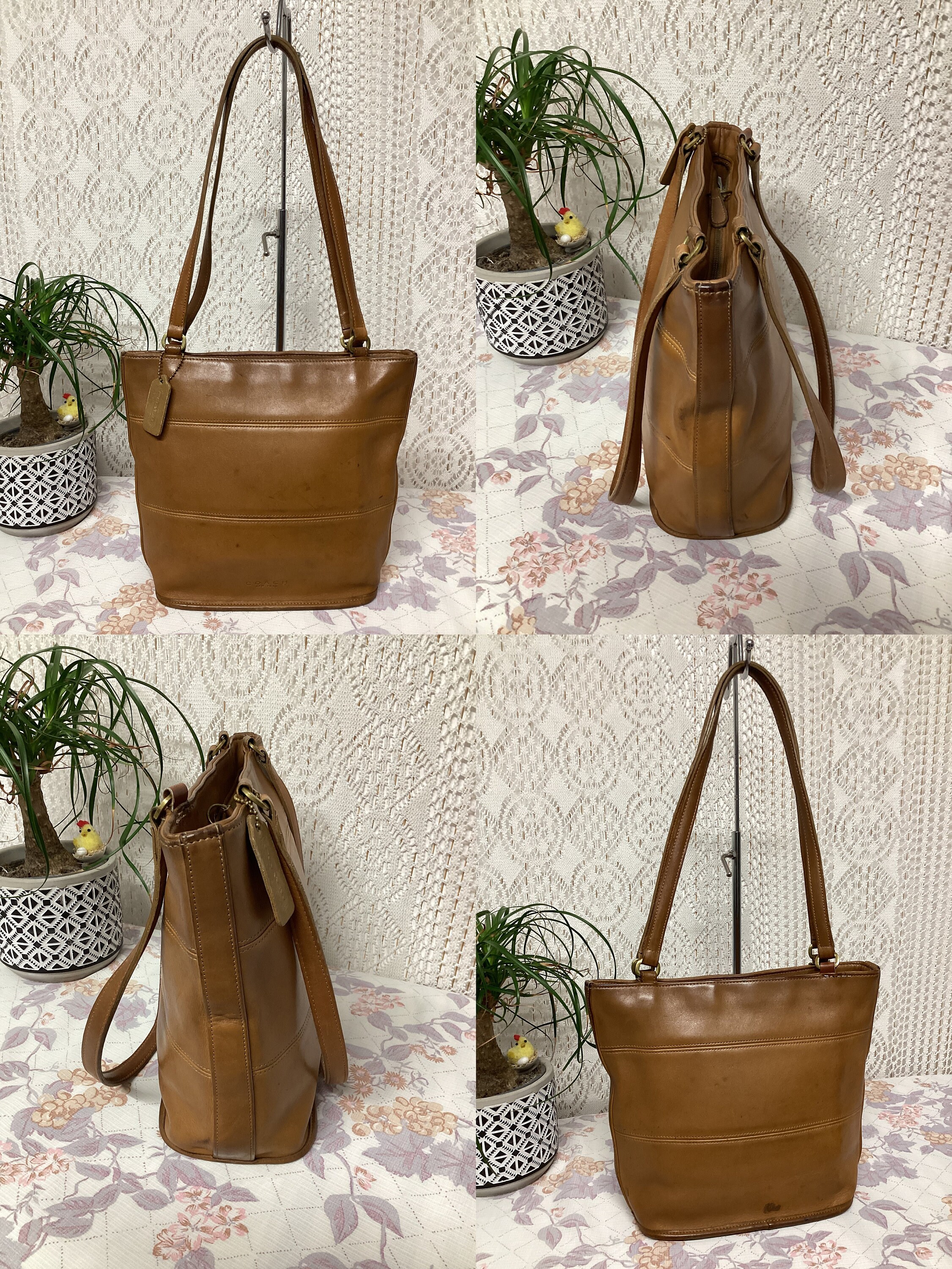 Coach Vintage Brown Leather Tote Bag Women's Handbag Tribeca