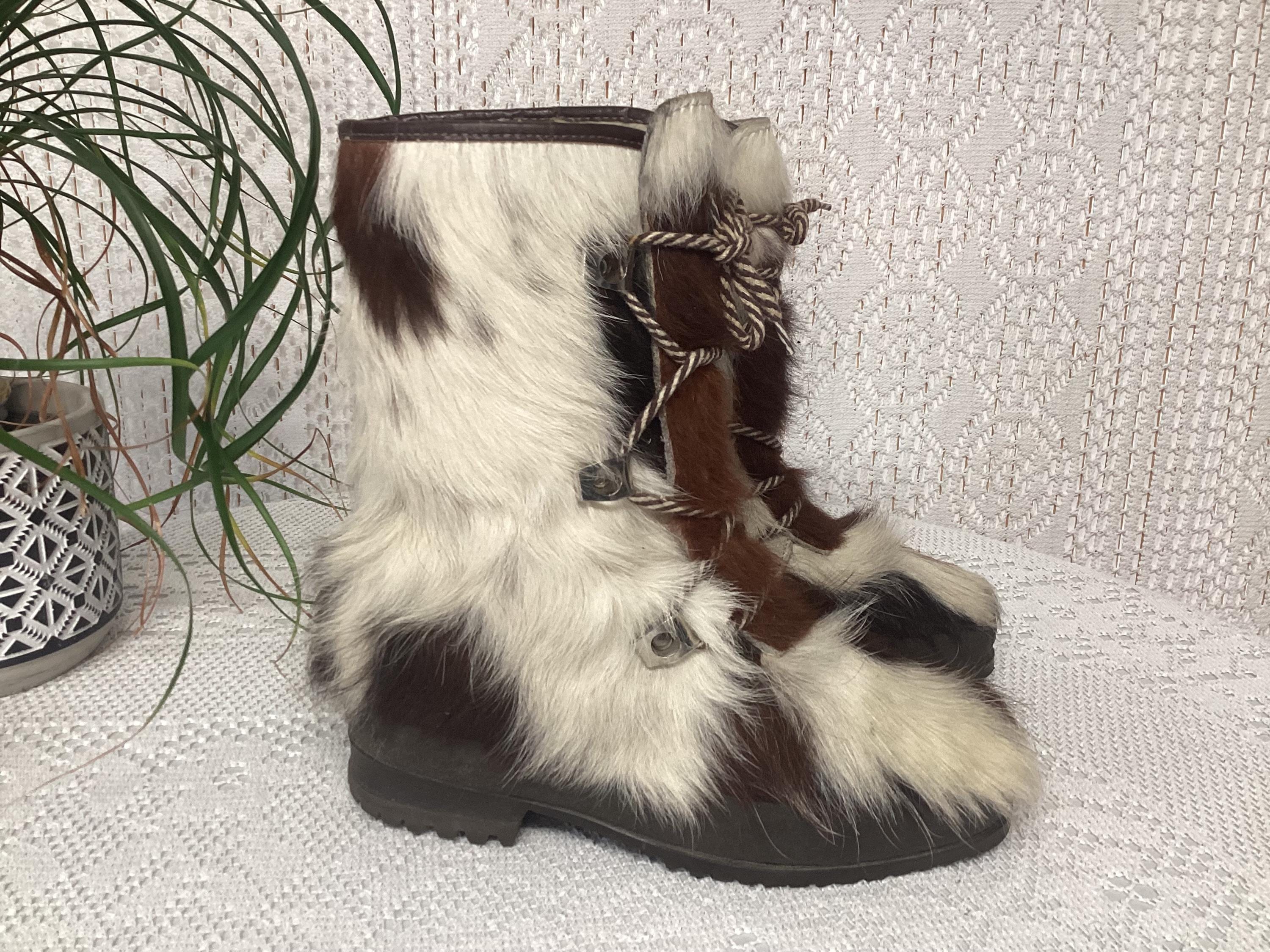 Pichette Furry Boots Antique French Mountain Shoes Vintage Shoes