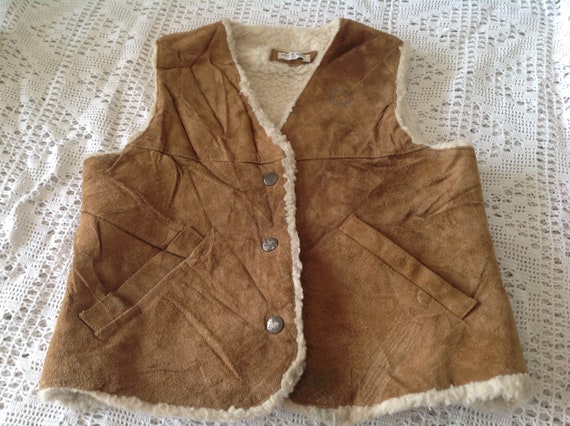 Child Vest In Vintage Leather Jacket Cowboy Vest … - image 1