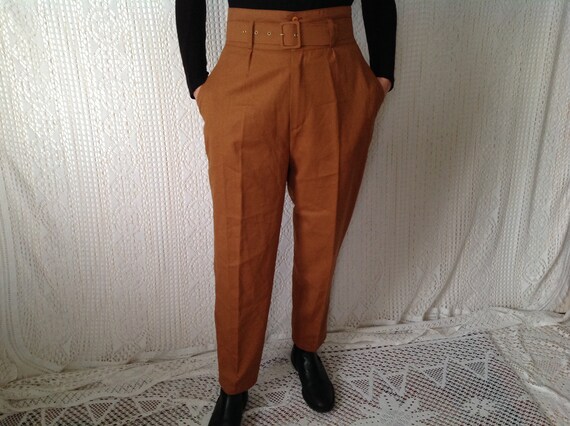 Pantalon Femme Vintage Taille 42 Pantalon en Toile Taille Haute Sur les Hanches Paris Etsy France
