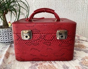 Bermas Vanity Case Vintage Similicuir Trousse de Toilette Trousse de Maquillage